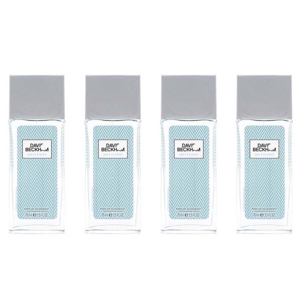 DAVID BECKHAM AQUA CLASSIC SCENT DEODORANT 75ML X4 - NEW, NO BOXES